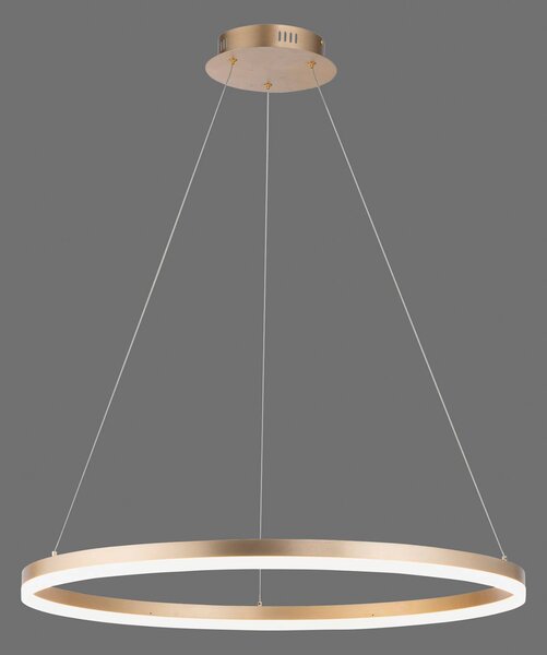 Paul Neuhaus LED závěsné svítidlo Titus, Ø 80 cm, mosaz, stmívatelné, stmívatelný, Mosaz / zlato, Obývací pokoj / jídelna, Hliník, Moderní